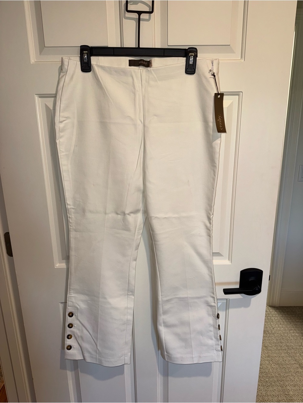crosby. White Ankle Pants with Button Cuff Detail size 8 NWT